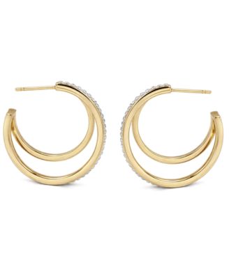 Crystal Double Row C-Hoop Post Earrings