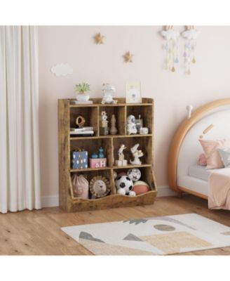 Set of 2 Kids 3-Tier Bookshelves, Toy Storage Cabinet with Cubby Shelves for Playroom, Bedroom, or Classroom