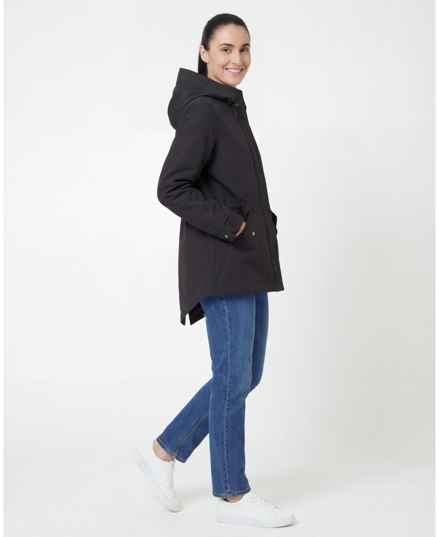 Женская куртка Rokka&Rolla Stand Collar Trench Coat Windbreaker, цвет: Чёрный — фото 8