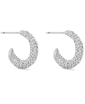 Pave Crystal C-Hoop Post Earrings