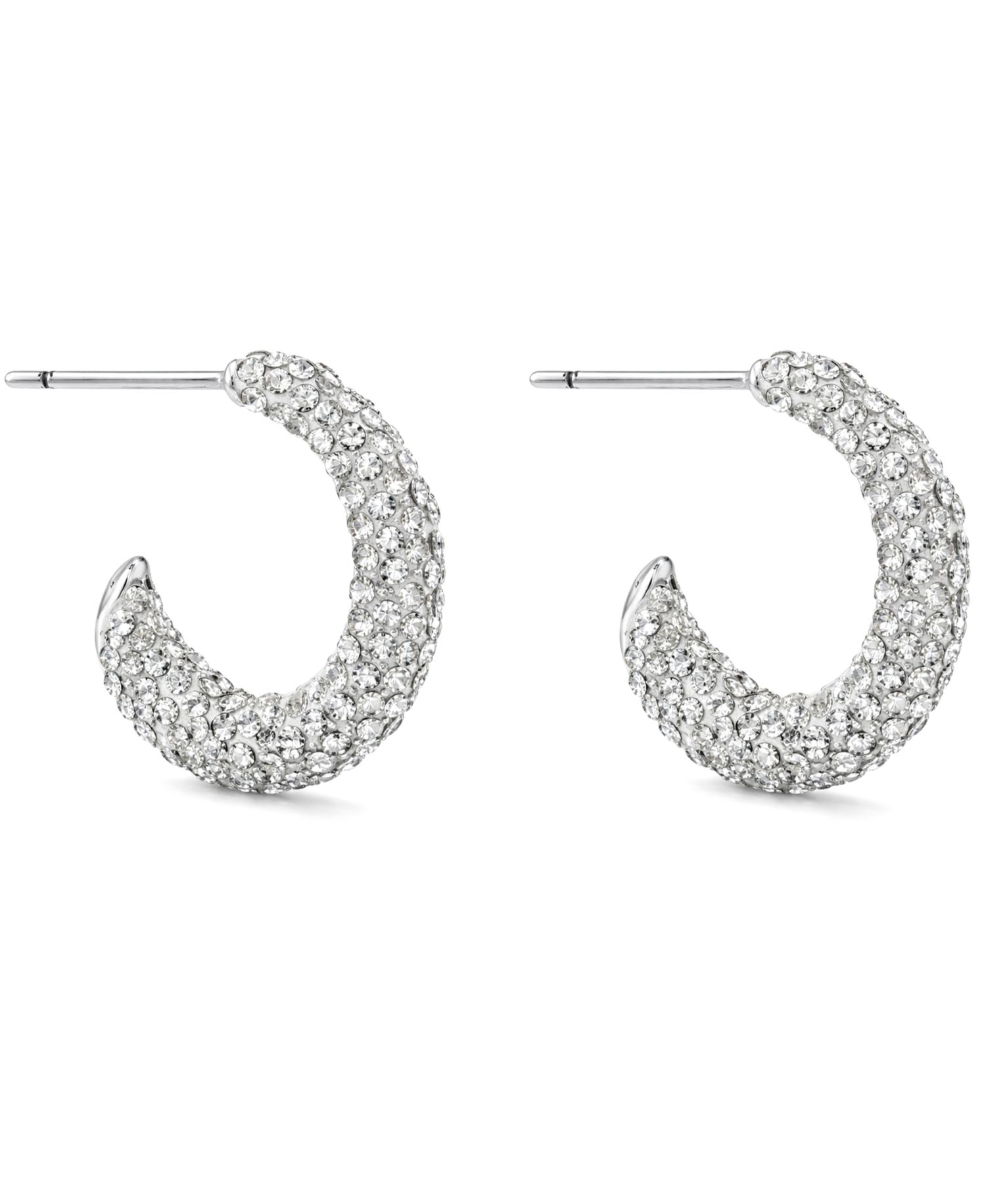 Pave Crystal C-Hoop Post Earrings