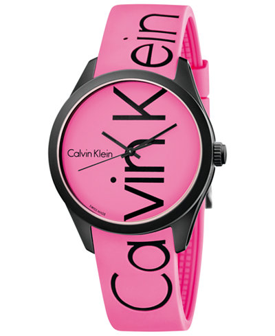 Calvin Klein Men's Color Pink Silicone Strap Watch 40mm K5E51TZP