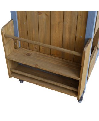 Farmhouse Rolling Outdoor Kitchen Cart Stainless Top