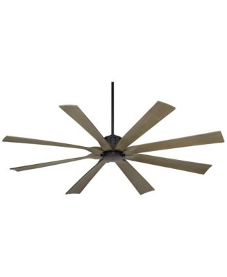 70" Defender Industrial Rustic Indoor Outdoor Ceiling Fan Remote Matte Black Weathered Oak Damp Rated Patio