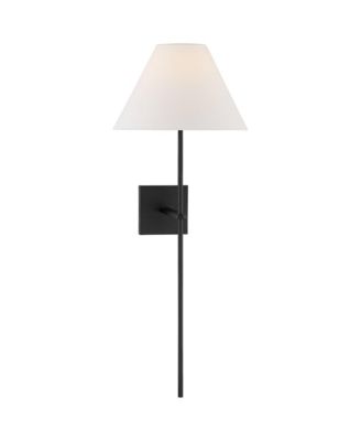 Possini Euro Ayla 32" High Black and White Linen Wall Sconce