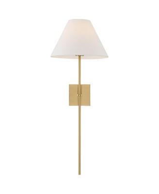 Possini Euro Ayla 32" High Brass and White Linen Wall Sconce