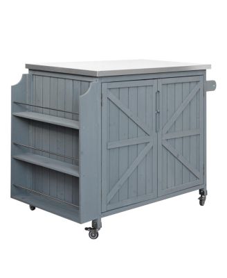  Outdoor Kitchen Island Side Shelf, Storage, SS Top, Wheels