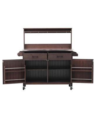  Outdoor Kitchen Island with Stainless Steel Top and Storage