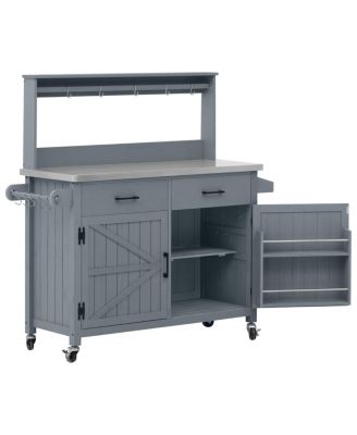  Outdoor Kitchen Island with Stainless Steel Top and Storage