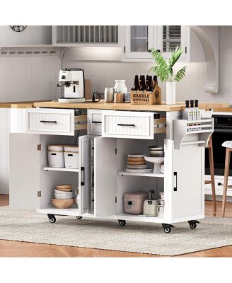  Rolling Kitchen Island Power, Storage, Drop Leaf