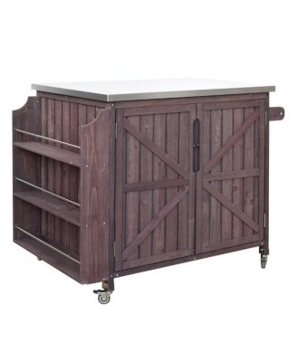  Outdoor Kitchen Island Side Shelf, Storage, SS Top, Wheels