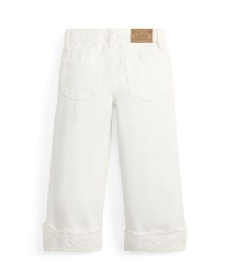 Girls' 2T-6X Eyelet-Cuff Cotton Denim Wide-Leg Jean