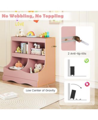 Toy Storage Organizer 4- Cubby Kids Bookcase for Toys and Books, 26.5" x 16" x 24.5"