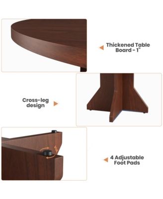 Space-Saving Modern Round Dining Table for 4-6, Sturdy Pedestal Base, Contemporary Furniture for Apartment, Living Room, Kitchen