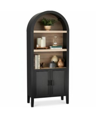 Arched Pantry Cabinet Reeded Doors 5-Tier Adjustable Shelves Storage for Kitchen Dining Living Room