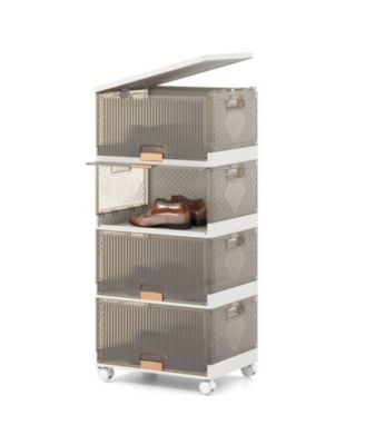 4-Cube Stackable Storage Bins with Detachable Wheels