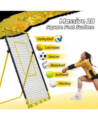 7x4 FT Portable Volleyball Rebounder Net, 5 Adjustable Angles Bounce Back Trainer, Heavy-Duty Steel Frame and 45-Ply Net