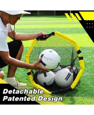 3-in-1 Football Target Net and Portable Ball Bag, Easy to Attach Soccer Training Equipment with Upgraded Metal Tubes for Accuracy Practice
