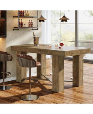 55" Farmhouse Bar Table, Rectangular Counter Height Table, Modern Wooden Home Bar Furniture