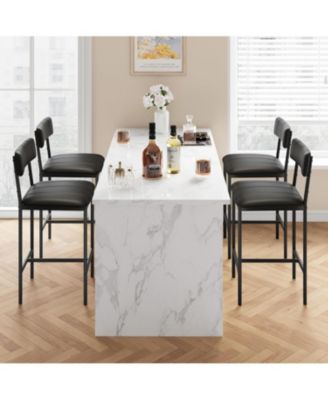 Set of 4 Steel-Leg Padded High-Back Dining Chairs and Bar Stools