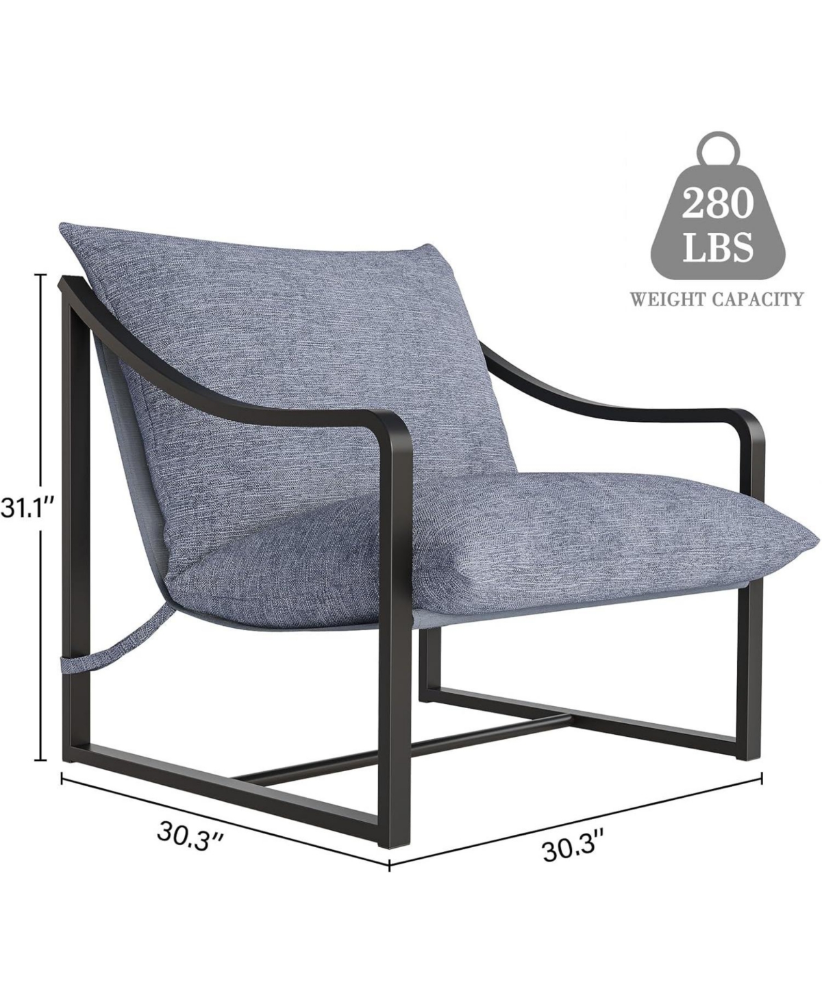 gaomon Sling Accent Chair with Removable Cushion, Modern Lounge for Living Room, Bedroom, Patio, Easy Assembly