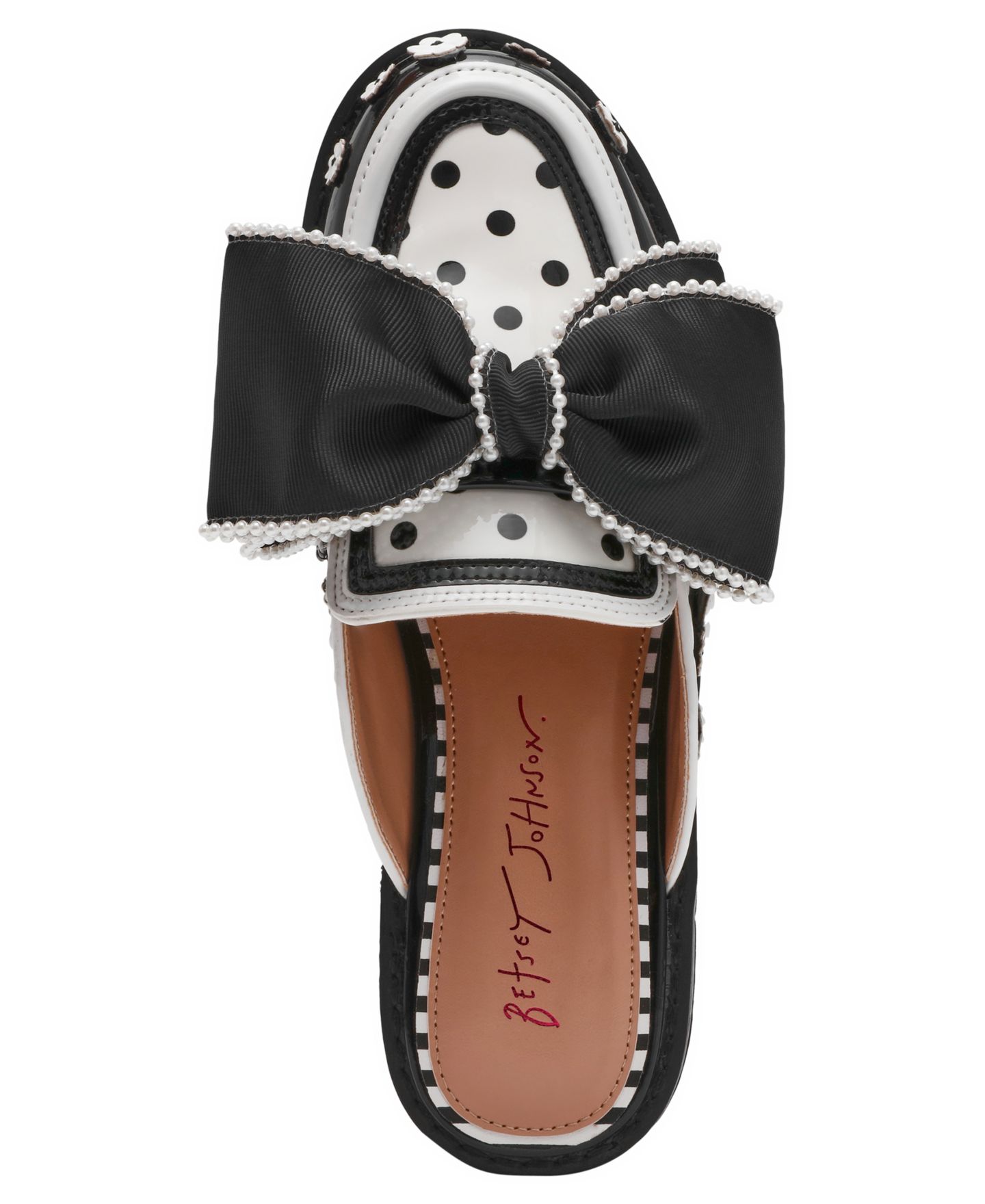 Женские сабо Betsey Johnson Gladdys Slip-On Mules, цвет: Чёрный / Белый — фото 4