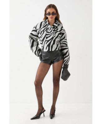 Women's Zebra Cropped Collared Jacket