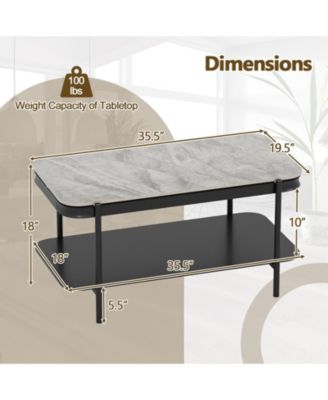 2 Tier Coffee Table Rectangular Sintered Stone Top