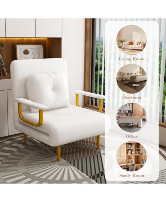 Folding Sofa Bed, 3-in-1 Convertible Chair with Pillow and 5-Position Adjustable Backrest, Space-Saving Sleeper for Living Room, Bedroom