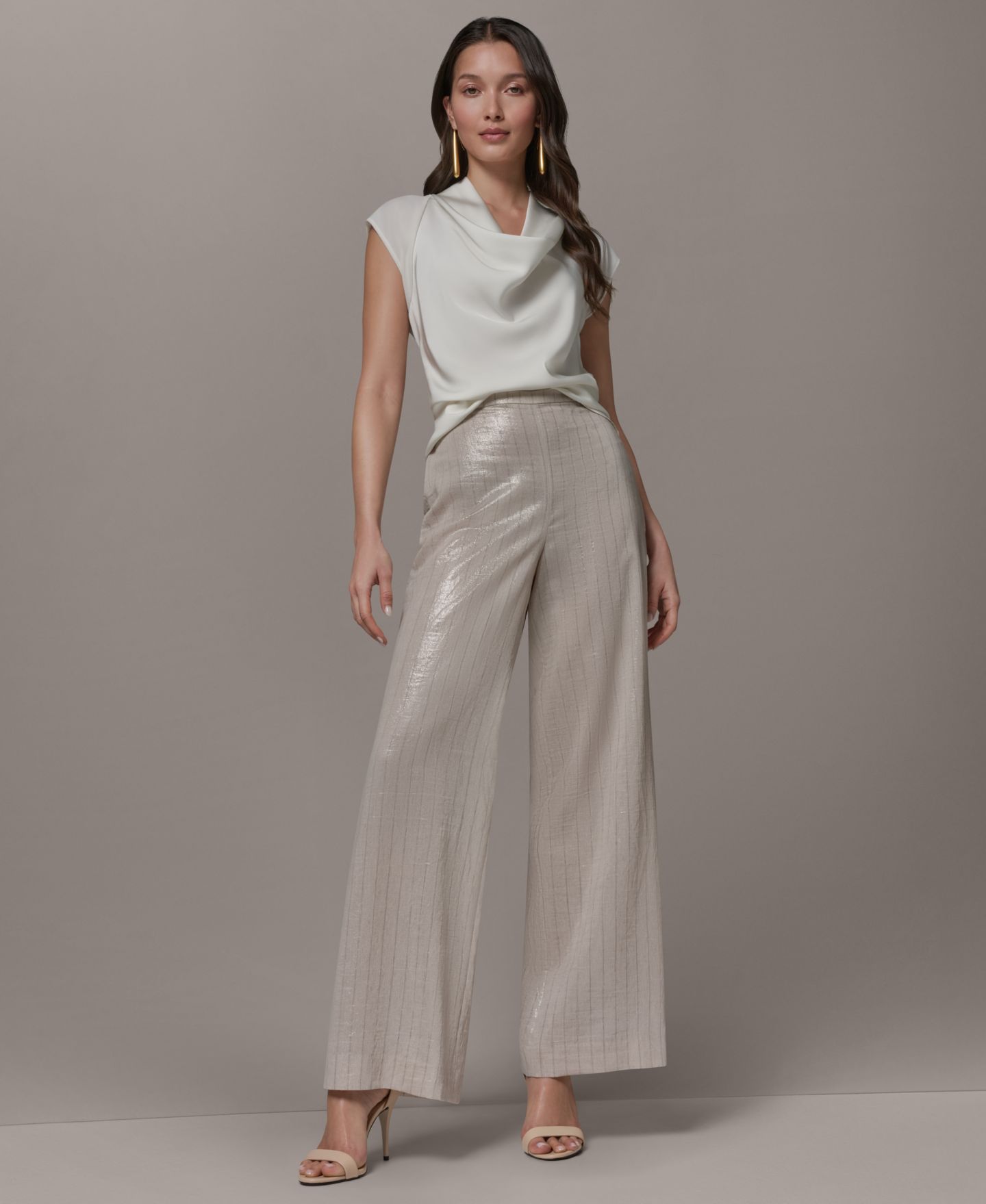 Женские брюки Donna Karan New York Pinstripe Mid-Rise, цвет: Sisal/Canyon — фото 6