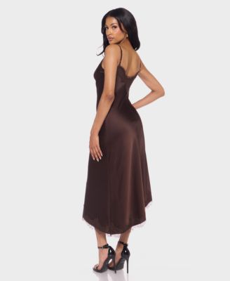 how to dress semi formal for a party Square Neck Midi Dress in Chocolate Brown - S main image 1