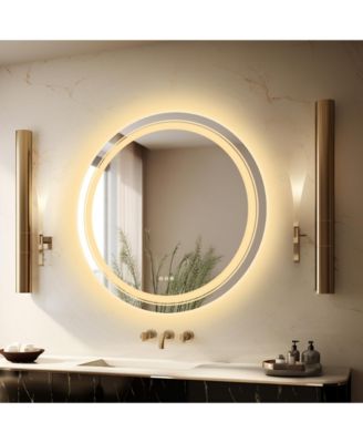 56"x28" Large Lighted Wall Mounted Mirror 3 color Dimmable Makeup Mirror