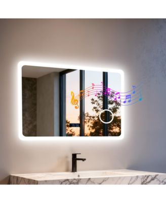 32"x24" LED Bathroom Mirror, Anti-Fog, Bluetooth, 3 Color Temp, Memory, Magnifier