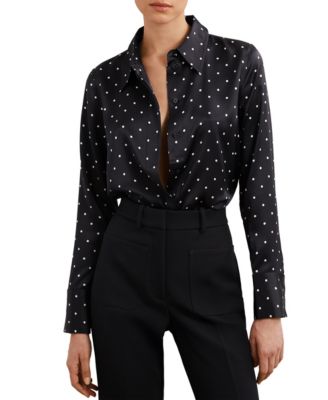 Women's Silk-Satin Polka-Dot Shirt