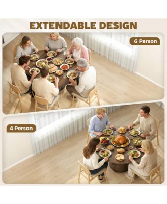 Extendable Dining Table, 60" Oval Kitchen Table for 6