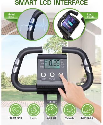 Foldable Stationary Bike 4 in 1 Indoor Cycling with 16 Level Magnetic Resistance Arm Band PVC Floor Mat for Home Gym Workout