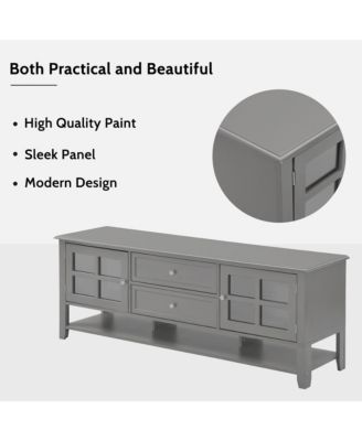 Farmhouse TV Stand for TVs , Wood Entertainment Center with 2 Storage Cabinets, 2 Drawers and Open Shelf for Living Room