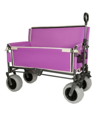 3-in-1 500lbs Convertible Folding Storage Wagon Utility Carts - Bench Seat w/ 180L Capacity, All-Terrain Wheels