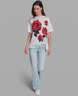 Women's Floral Print Crewneck Top