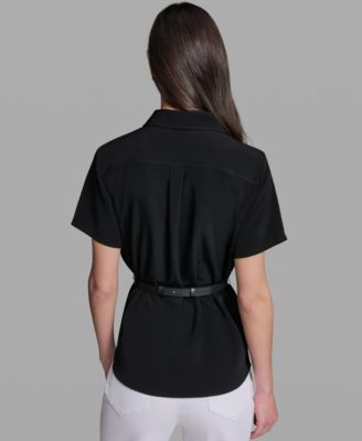 Women's Belted Short-Sleeve Top