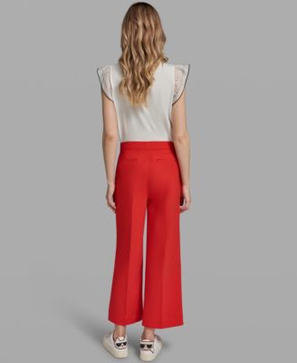 Women's Mid-Rise Straight Bow Pocket Pants