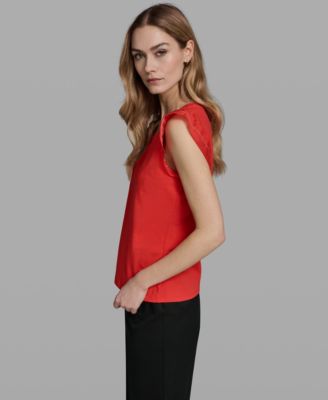 Women's Ruffle-Sleeve Crewneck Top