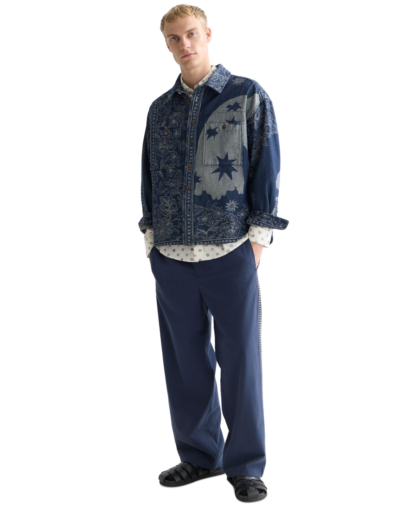 Мужская рубашка SCOTCH & SODA Long-Sleeve Jacquard Overshirt, цвет: Тёмно-синий — фото 2