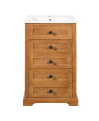 20-Inch Small Bathroom Vanity, Integrated Ceramic Sink with Soft-Close Door, Solid Wood Frame