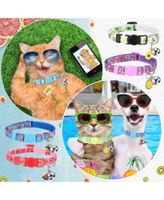 12 Summer Fruit Pattern Cat Collars Adjustable Safety Breakaway With Bell Soft Comfortable For Small Medium Pets