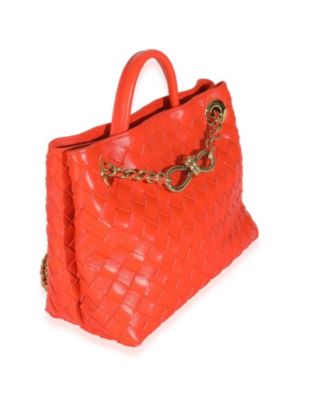 Orange Nappa Intrecciato Small Andiamo With Chain