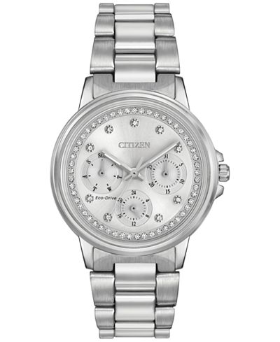 Citizen Women's Eco-Drive Nighthawk Stainless Steel Bracelet Watch 36mm FD2040-57A
