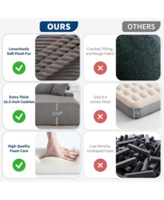 Oversized Chaise Lounge Chair 79 69" Indoor Double Cloud Boneless Couch with 4 Pillows Armrests Deep Seat No Assembly Required Comfy Corduroy