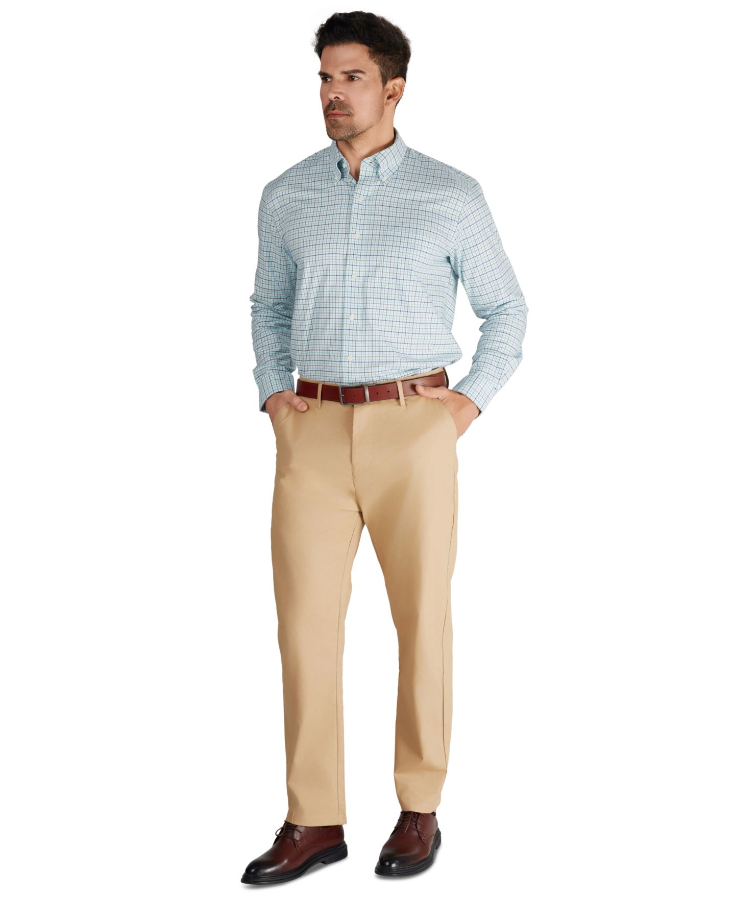 Мужская рубашка Club Room Fashion Poplin Henry, цвет: Изумрудный — фото 2