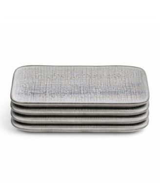 10.63" Stoneware Medium Rectangular Juta Platters, Set of 4